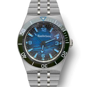 Mens Watches Japan 8215 Automatisk rörelse 45,5 mm keramisk bezelblå urtavla vikande lås gentleman armbandsur