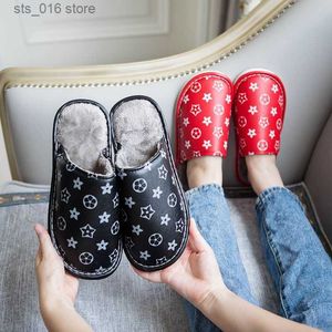 Slippare Autumn and Winter Home Decor Nordic Style High-End Par Leather Slippers for Home Use Winter Men's and Women's Cute Mesh Woolen Slippers T231220