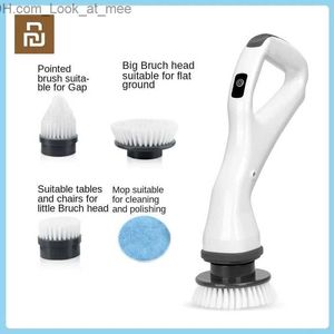 Rengöringsborstar Ny YouPin Home Electric Cleaning Brush Rechargeble Scrubber med löstagbara huvuden Borsta Badrum Kök Toalett Rengöringsverktyg Q231220