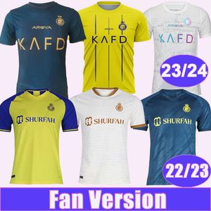 23 24 Al Nassr Mensサッカージャージ22 23ロナウドホームイエローバージョン離れた3番目のシャツ半袖ユニフォーム