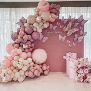 Macaron Butterfly Balon Garland Arch Zestaw urodzinowy Dekor urodzinowy Dzieci Baby Shower Girl LaTex Ballon Saile Materiały ślubne 231220