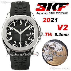 2021 3KF V2 5167A A324SC Automatik-Herrenuhr, Stahlgehäuse, D-Grau-Textur-Zifferblatt, Edition, schwarzes Kautschukarmband, Puretime PTPP Swiss M296s