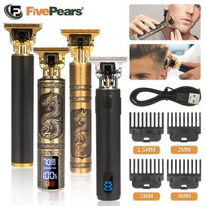 FivePears Professional Haircut Machine 0 MM T9 Vintage Beard Trimmer Shaving Hair Clipper For MenBarber 231220