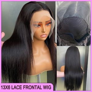 Christmas Sale Malaysian Peruvian Indian Brazilian Natural Black Silky Straight 13x6 Transparent Lace Frontal Wig 18 Inch 100% Raw Virgin Remy Human Hair MAS05