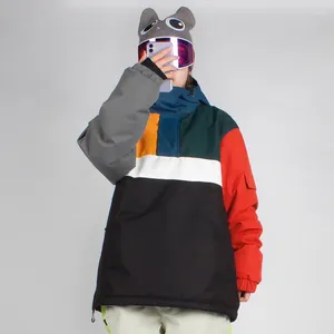 Jaquetas de esqui skiwear homens mulheres casal topos inverno cor retalhos esqui snowboard impermeável à prova de vento quente neve ao ar livre roupas