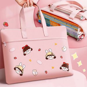 Portable Information Bag Student A4 File Bag Cute Pencil Case Cartoon Cloth Tuition School Supplies Lagring Kid Handväska 231220