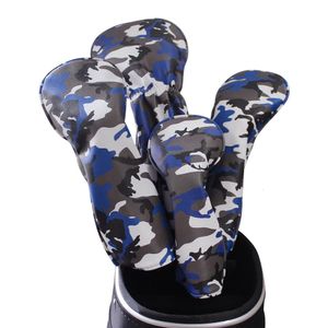 Outros produtos de golfe Camuflagem 3 Cores Headcover Impermeável PU Couro Wood Head Cover para Driver Fairway Hybrid Club 231219