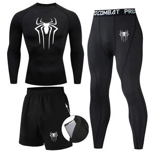 Men 3Pc Set Winter Thermal Underwear Compression Sports Suit Long Johns Clothes Running Tracksuit Wear Exercise Workout Tights 231220