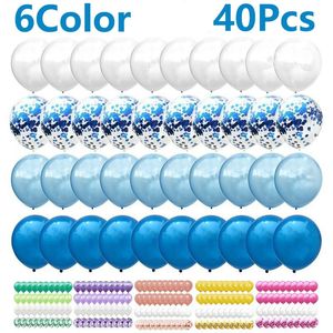 40pcs Set 12inch Mix Blue Rose Gold Confetti Latex Ballon für Geburtstag Babyparty Hochzeitsballons Partydekorationen 231220