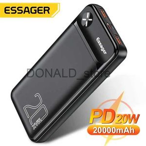 Power Bank для сотовых телефонов Essager Power Bank 20000 мАч USB Type C PD 20 Вт Портативное зарядное устройство с быстрой зарядкой для iPhone Портативное внешнее зарядное устройство Xiaomi для аккумуляторов J231220