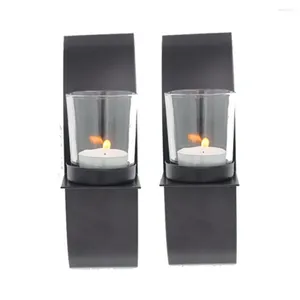 Candle Holders 2pcs/set Modern In Glass Wall Sconce Candlestick Craft Living Room Birthday Party Holder Wedding Decorations Iron Art
