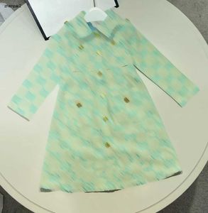 Luxury child dresses High quality denim girl dress Size 110-160 Gold button decoration baby designer skirt toddler frock Dec10