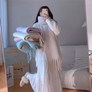 Scarves Luxury Winter Cashmere Scarf Women Long Solid Color Tassel Shawl Pashmina Men Thickened Foulard Blanket Hijab Stoles Christmas