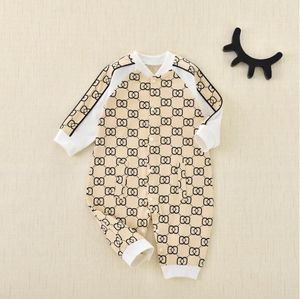 Spring Autumn Baby Boys Girls Brand Rompers Letters Printed Kids Long Sleeve Jumpsuits Toddler Onesies