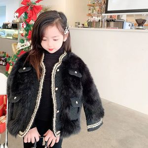 Autumn Winter Girls Faux Fur Jackets Coats Kids Elegant Outerwear Clothes Thick Warm Baby Coat TZ223 231220
