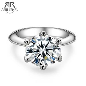 Wedding Rings AnuJewel 1ct 2ct 3ct 5ct D Color Engagement Ring For Women 925 Sterling Silver Gold Plated Solitaire Rings Wholesale 231219