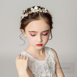 Meninas flores coroa grinalda boutique pérolas flores tiaras de casamento nupcial dia das crianças concurso guirlanda acessórios para o cabelo feminino z6179