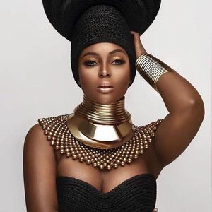 Lådor Kdlun African Bib Torques Chokers Halsband för kvinnor Uttalande Metall Geometrisk krage halsband Indiska smycken Boho Design