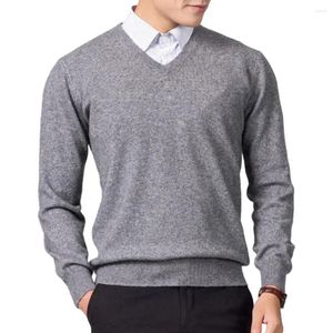 Herrenpullover Bequemer Herrenpullover V-Ausschnitt Einfarbig Slim Fit Strickwaren Dicker Pullover Pullover Für Herbst Winter Komfort