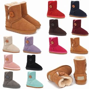 Kids Australian Classic Button Girls Boots Toddler Children Shoes Designer Youth Furry Sneakers baby kid Winter Snow Boot Chestnut Red Black Gre 61iW#