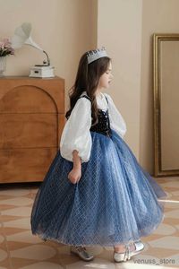 Vestidos de menina Anna Frozen Queen Dress Dress Children's Primavera/Verão Rap Plape