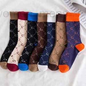 Носки Чулочно-носочные изделия дизайнерские носки с буквой G контрастного цвета средний тюбик хлопок старый цветок женский британский стиль кофе прилив бренд мода досуг колледж O4S9