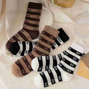 Socks & Hosiery designer brand miumius winter striped cashmere socks are soft delicate warm fashionable women's Korean version ins college lady style leisure CSJR