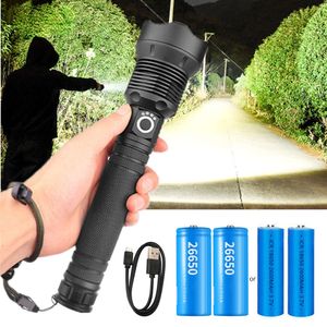 New Portable Lanterns USB Powerful xhp70.2 Flashlight Torch Super Bright Rechargeable Zoom LED Tactical Torch xhp70 18650 or 26650 Battery Camp Lamp
