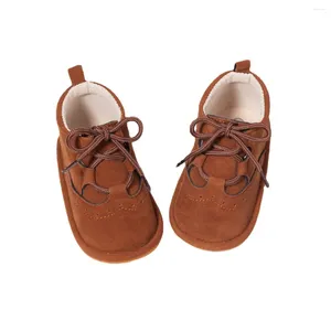Обувь для первых ходунков для маленьких мальчиков и девочек, кожаные спортивные детские ходунки на мягкой подошве со шнуровкой, противоскользящие высокие сапоги для малышей, От 0 до 18 месяцев