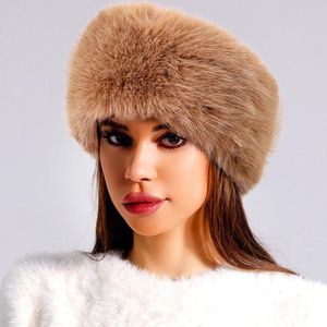 Berets Fluffy Winter Warm Hairbands Elastic Faux Fur Beanies Ear Warmers Ski Hats Soft Head Wrap E-girls Empty Top Cap Headscarf