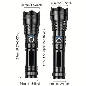 Flashlight tattico ricaricabile di lumen tattici, potente torcia impermeabile zoomabile di emergenza per campeggio escursionistico all'aperto