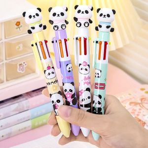 Partihandel Cartoon Panda 6-Color Ballpoint Pen Student Högt utseende Stationery Small Gift Söt 6-färg Pushing Ball Penns 231220