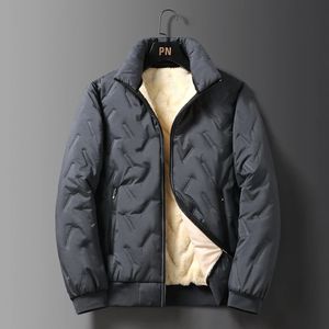 Men S Down Parkas 2023 Autumn Winter Jacket Men Lambswool暖かい厚いジャケット防水ジョギングカジュアルコートファッションルーズグレーパーク231219