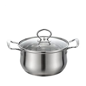 Pots Stainless steel thickened instant noodle cooker steaming pot soup pot singlelayer double ear soup pot household stew pot non stic