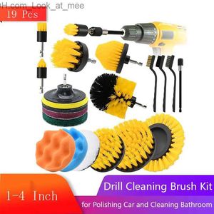 Cleaning Brushes Drill Cleaning Brush Kit 19 Pcs Yellow with Power Scrubber Attachment for Polishing Car and Cleaning Bathroom Kitchen Surface Q231220