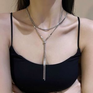 Justerbar stil Ultra Long Pull Halsband Kvinnors minimalistiska halschain Small and Design High End Snake Bone Sweater Chain Chain