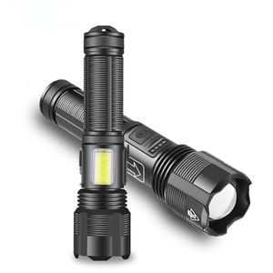 Nuove lanterne portatili Torcia a LED ricaricabile XHP70 10000 High Lumen Luce tattica Zoomabile impermeabile 7 modalità Torce di emergenza da campeggio