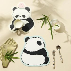 Bordmattor Panda Small Flower Leather Placemat Creative Home Heat Isolation Mat Söt maträtt med hög värde Musdyna