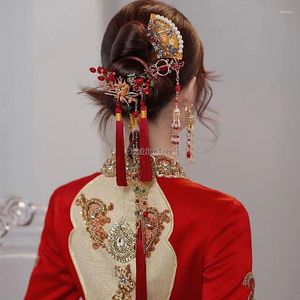 Party Supplies 2023 Chinese Xiuhe Headwear Bride Antique Wedding Hairpin Cheongsam Accessories S886