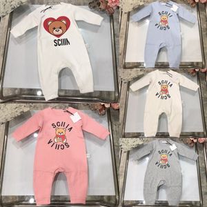 Baby Rompers Kids Boys Girls Jumpsuits Newborn Children's Clothing Designer Spring Autumn Clothes Infants kid Bear Letter Printed Romper Black White Pink