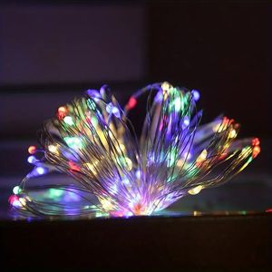 Lampada da stringa a filo in rame a LED da 1 pc, con scatola della batteria, corda di luci decorative non conduttive imperdonate, corda di illuminazione decorativa con atmosfera decorativa-78.74 pollici