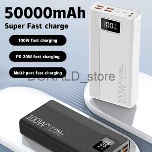 Bancos de energia para telefone celular 50000mAh 100W Ultra-grande capacidade Powerbank Multiport Carregamento super rápido para iPhone Huawei Samsung Display digital Power Bank J231220