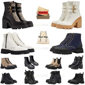Hot Ankle Boots Womens Martin Boots High Heel Combat Boot Zipper Platform Heel Leather Boot Lace-Up Boots Snow boots Desert Vintage Print winter booties With Box