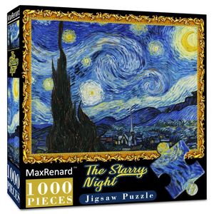 3D Puzzles Maxrenard 1000 Parça Yetişkinler için Yapboz Bulmaca Van Gogh Starry Gece Çevre Dostu Kağıt Noel Hediyesi 231219