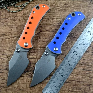 TWOSUN Coltello tascabile pieghevole K110 Stonewash Lama G10 TC4 Manico in titanio EDC Strumento da caccia all'aperto TS422