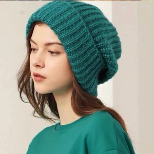Mützen Winter Warme Gestrickte Hüte Unisex Einfarbig Übergroße Casual Beanie Hut Outdoor Sturmhaube Streetwear Kleidung Zubehör