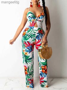 Kobiety Jumpsuits Rompers Floral Print Spaghetti Pasek wycięty seksowna rompers Kobiet kombinezonu swobodne lato One Piece Outfits YQ231220