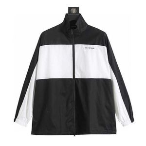Mens Jacket Balanciigss Coat 2023 Fashion Brand Springsummer Unisex New Oreo Black and White Combination Womens Casual Loose Sprint Shirt