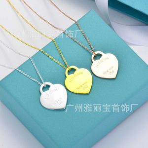 Designer Brand High Edition Tiffays Classic Heart Necklace Womens White Copper Plated 18K Gold CNC Steel Seal Inns Collar Chain