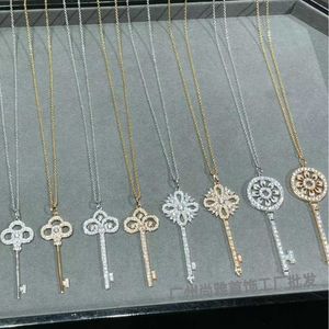 Designer's High version Gold plating Brand Key Necklace Sunflower Female Heart Crown Sweater Chain Iris Pendant